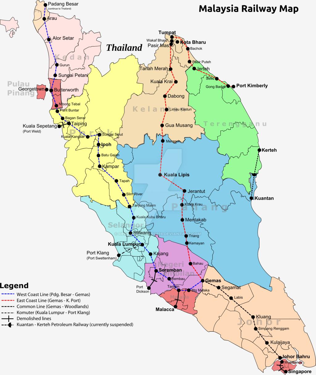 Malaysia-Zug-Karte - Map-Zug, malaysia (Süd-Ost - Asien, Asien)