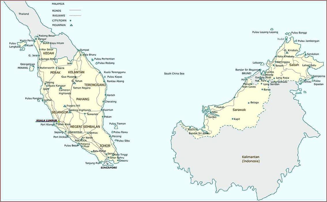 detaillierte Karte von malaysia