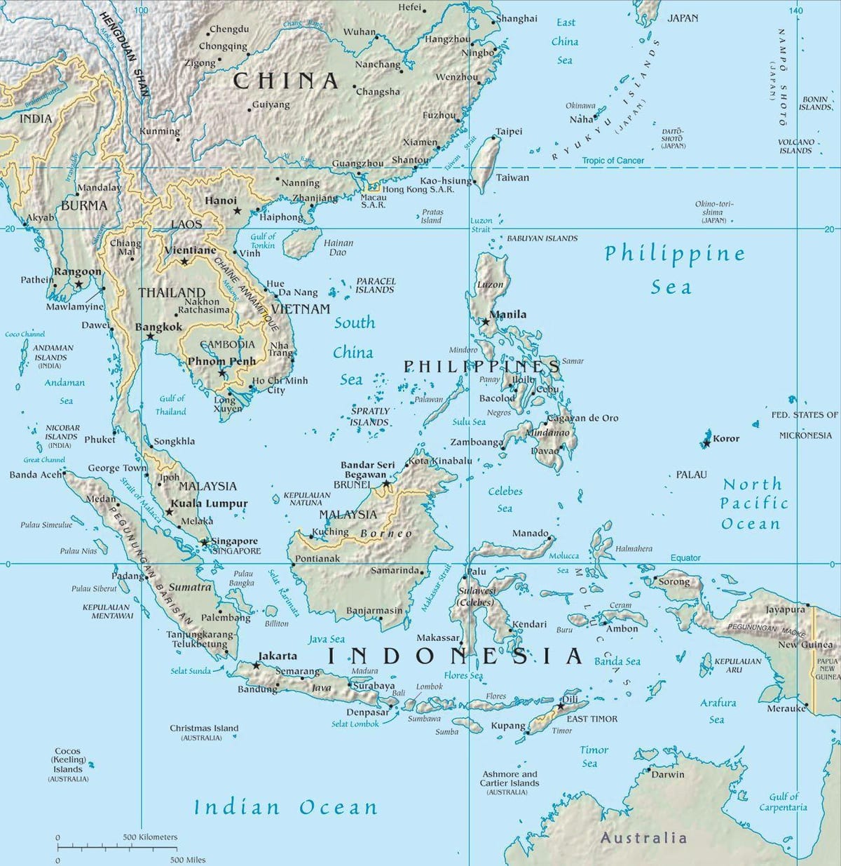 Karte von malaysia in Asien