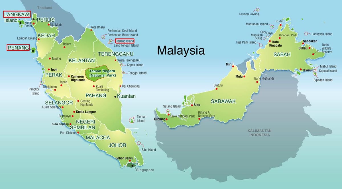 Karte von malaysia-Strand-resorts