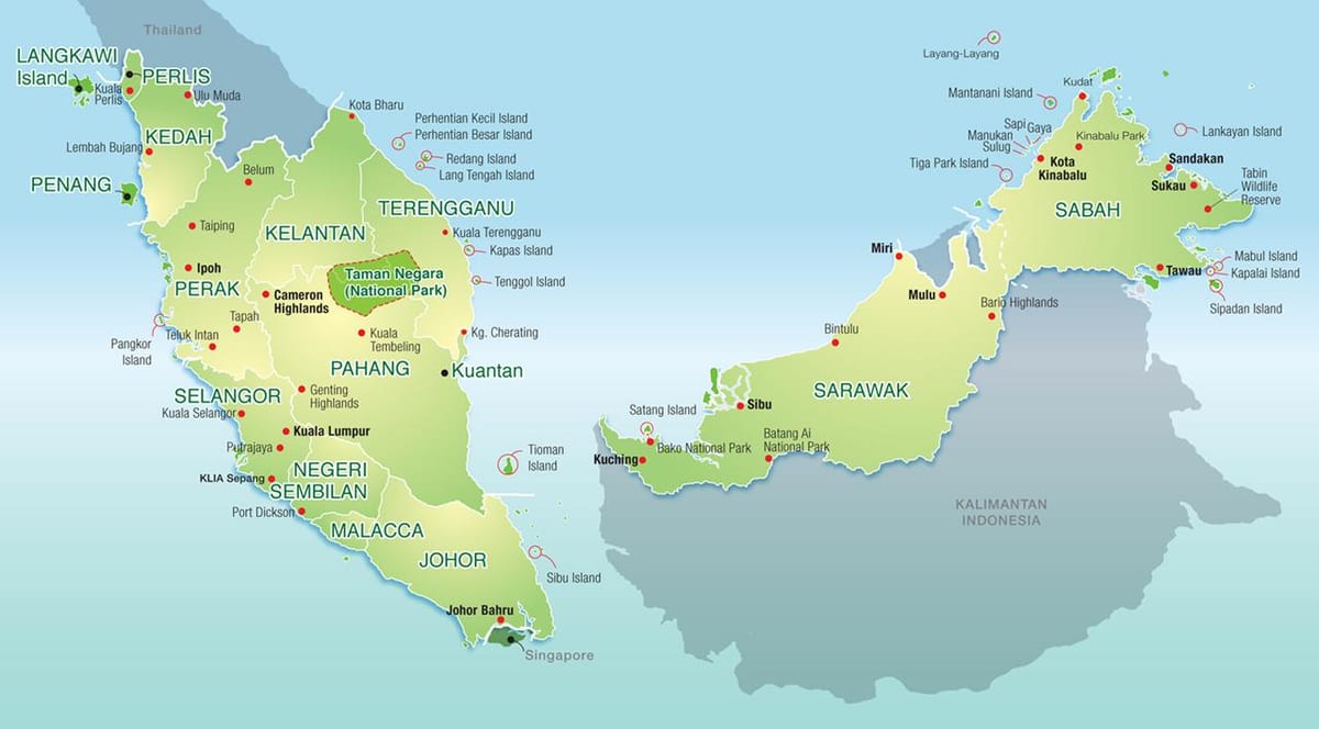 Karte von malaysia Berge