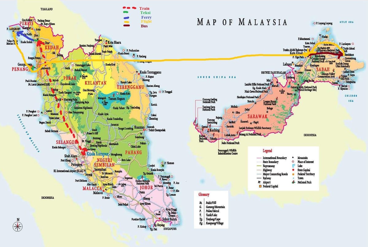 Karte von malaysia-bus