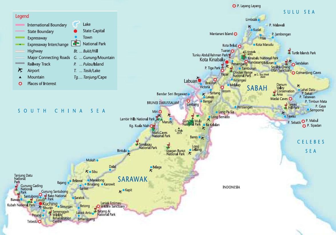 Karte von malaysia national parks