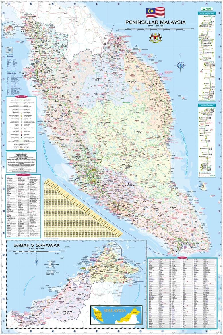 Karte von malaysia road map & Autobahn-guide