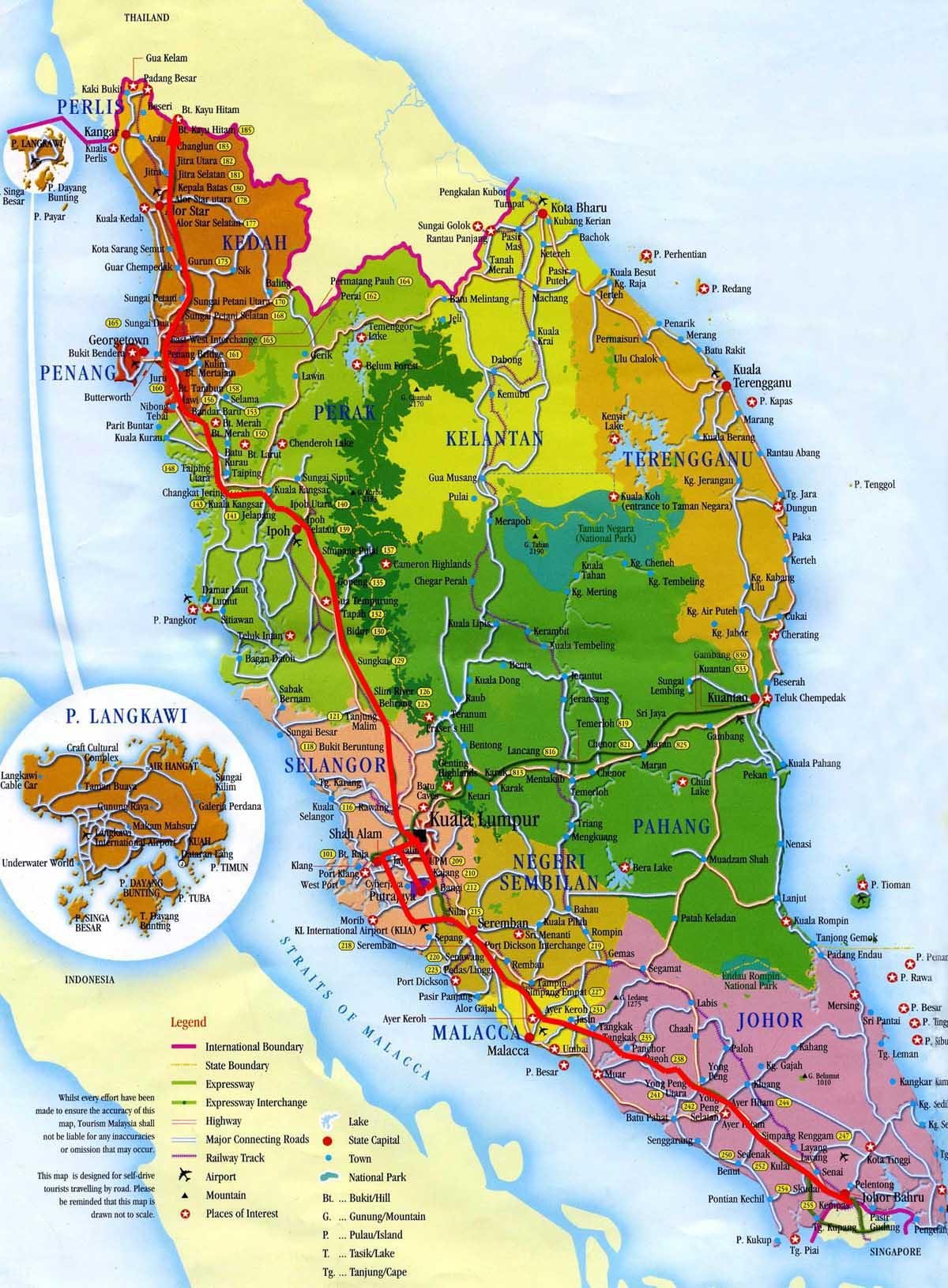 Karte von Süd-malaysia