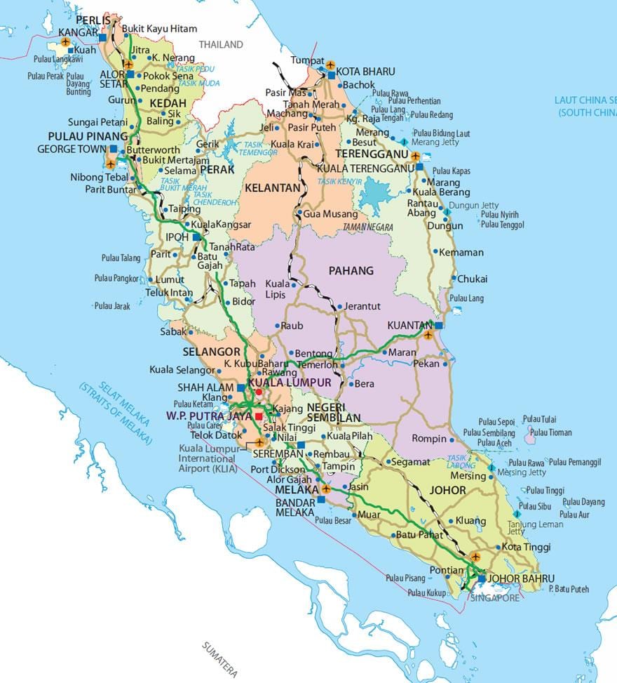 penisular Karte von malaysia