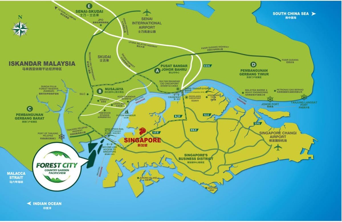 Karte von forest city malaysia