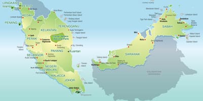 Karte von malaysia Berge
