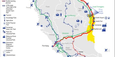 Karte der Ostküste von malaysia