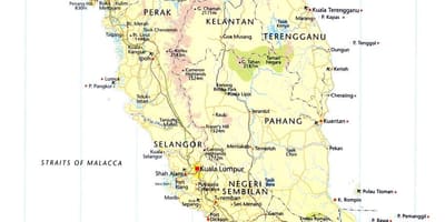 Malaysia Straßenkarte Richtungen